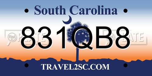 831QB8 South Carolina License Plate