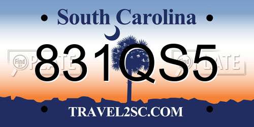 831QS5 South Carolina License Plate