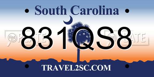 831QS8 South Carolina License Plate
