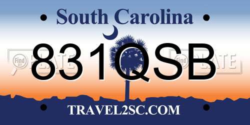 831QSB South Carolina License Plate