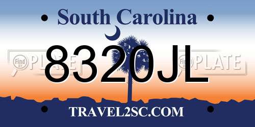 8320JL South Carolina License Plate