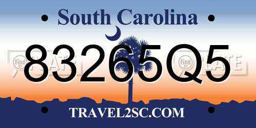 83265Q5 South Carolina License Plate