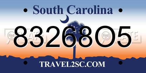 83268O5 South Carolina License Plate