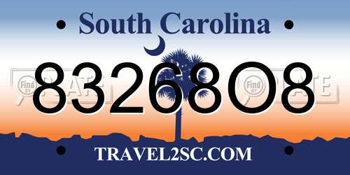 83268O8 South Carolina License Plate