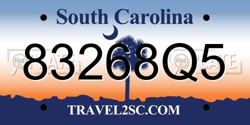 83268Q5 South Carolina License Plate