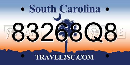 83268Q8 South Carolina License Plate