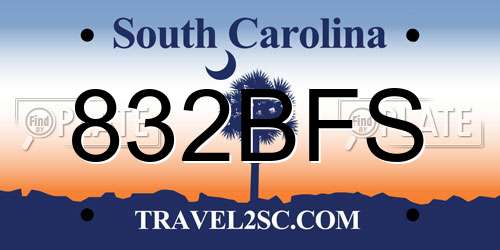 832BFS South Carolina License Plate