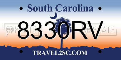 8330RV South Carolina License Plate