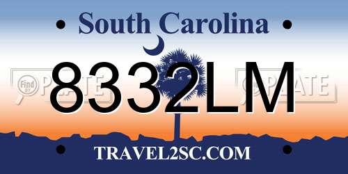 8332LM South Carolina License Plate