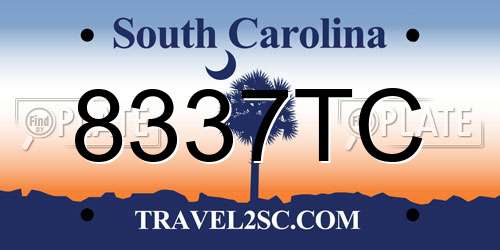 8337TC South Carolina License Plate