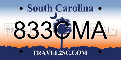 833CMA South Carolina License Plate