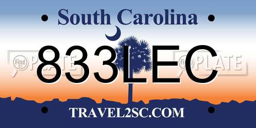 833LEC South Carolina License Plate