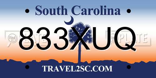 833XUQ South Carolina License Plate
