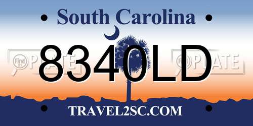 8340LD South Carolina License Plate