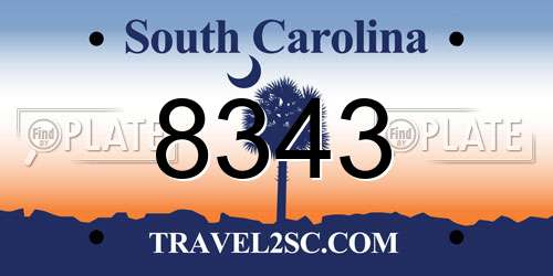 8343 South Carolina License Plate