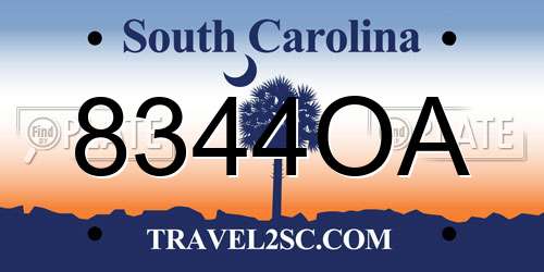 8344OA South Carolina License Plate