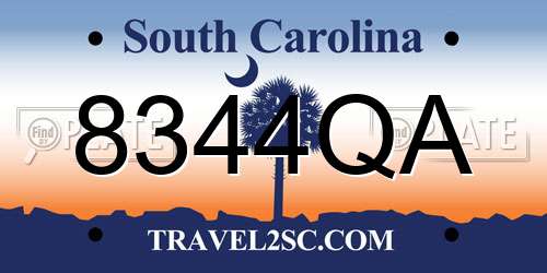 8344QA South Carolina License Plate