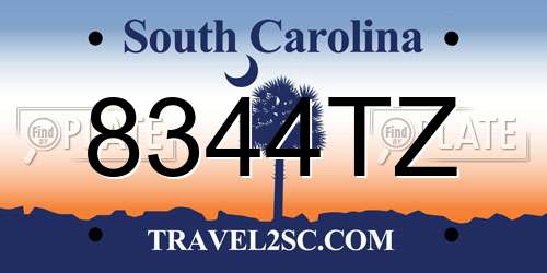 8344TZ South Carolina License Plate