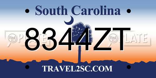 8344ZT South Carolina License Plate
