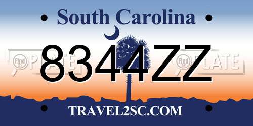 8344ZZ South Carolina License Plate