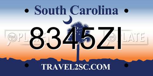 8345ZI South Carolina License Plate
