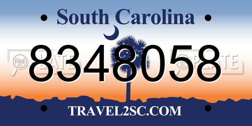 8348058 South Carolina License Plate