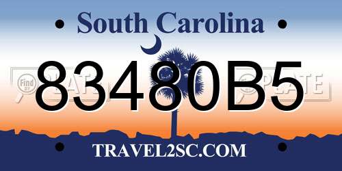 83480B5 South Carolina License Plate