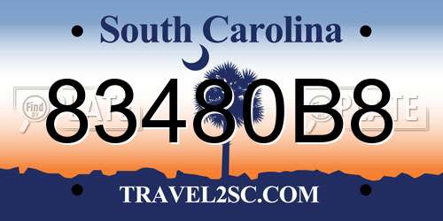 83480B8 South Carolina License Plate