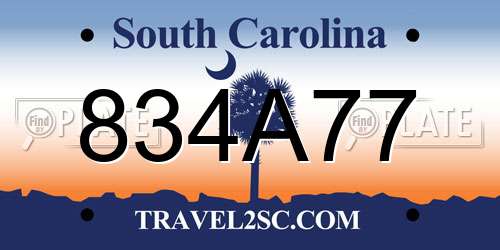 834A77 South Carolina License Plate