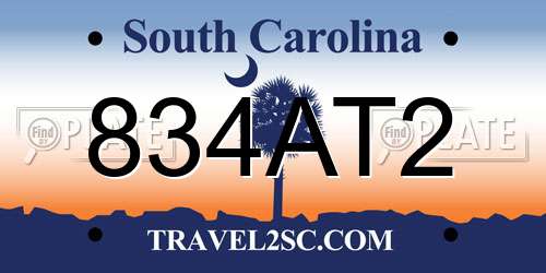 834AT2 South Carolina License Plate