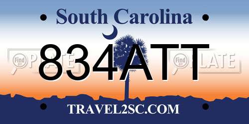 834ATT South Carolina License Plate