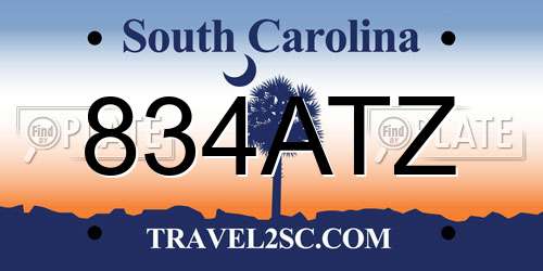 834ATZ South Carolina License Plate