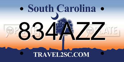 834AZZ South Carolina License Plate