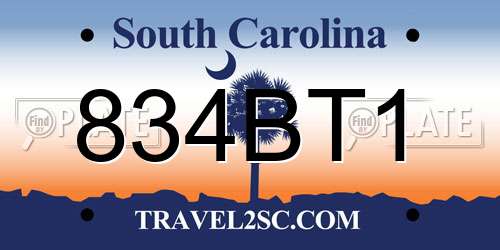 834BT1 South Carolina License Plate