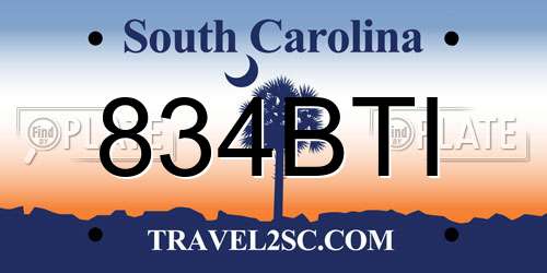 834BTI South Carolina License Plate