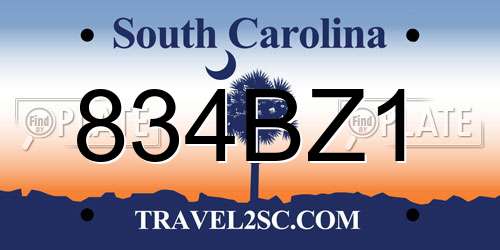 834BZ1 South Carolina License Plate
