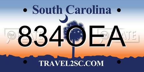834OEA South Carolina License Plate