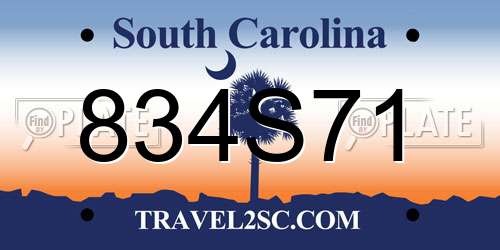834S71 South Carolina License Plate