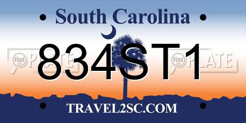 834ST1 South Carolina License Plate