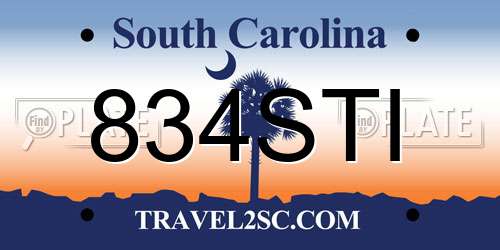 834STI South Carolina License Plate
