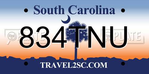 834TNU South Carolina License Plate