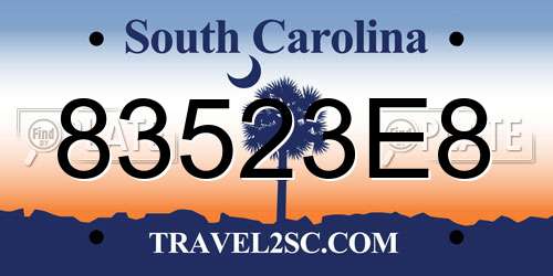 83523E8 South Carolina License Plate