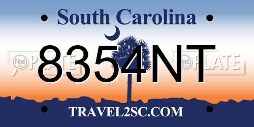 8354NT South Carolina License Plate