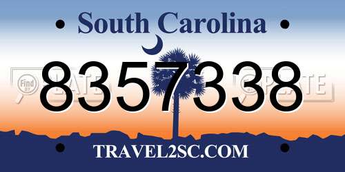8357338 South Carolina License Plate