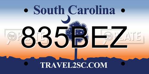 835BEZ South Carolina License Plate