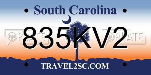 835KV2 South Carolina License Plate