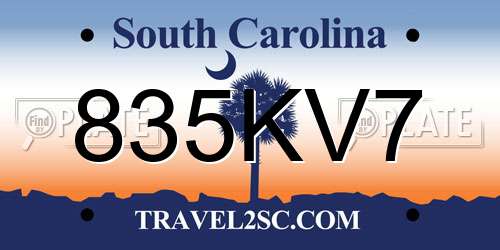 835KV7 South Carolina License Plate