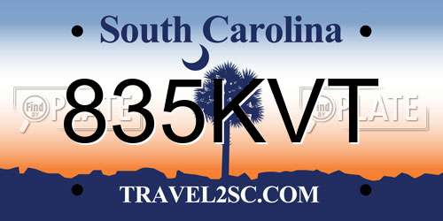 835KVT South Carolina License Plate