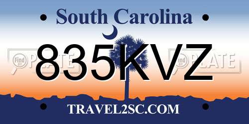 835KVZ South Carolina License Plate