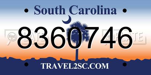 8360746 South Carolina License Plate